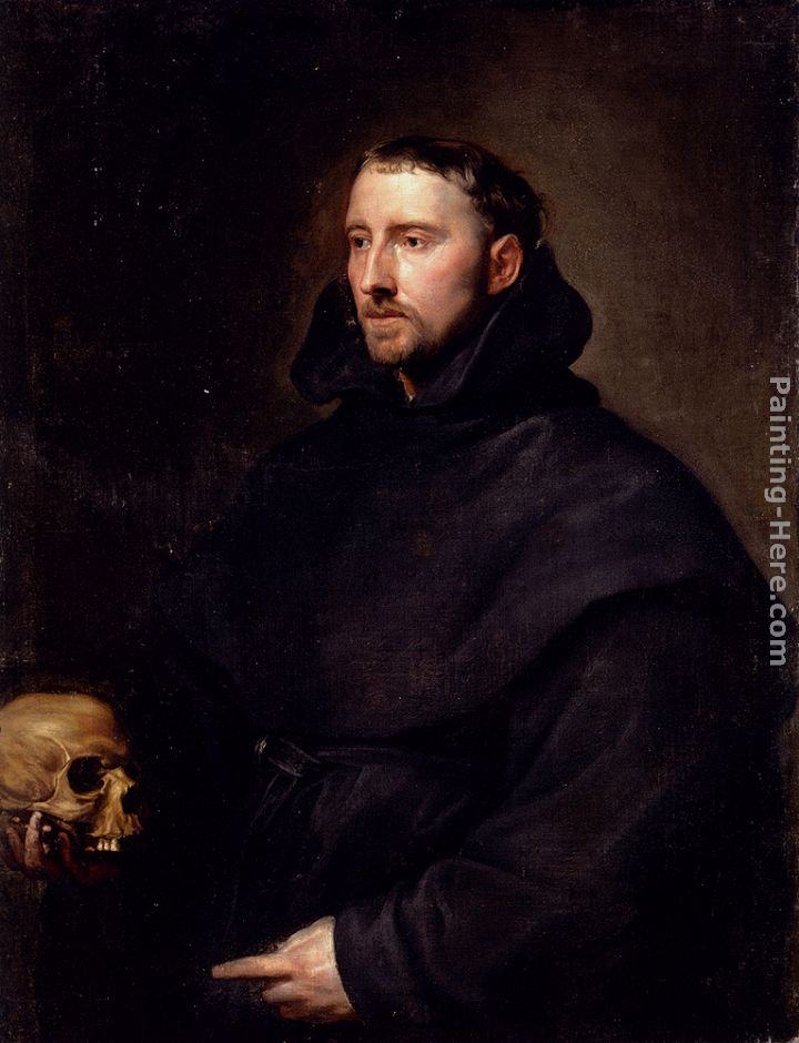 Sir Antony van Dyck Portrait Of A Monk Of The Benedictine Order, Holding A Skull